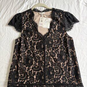 Joie Averra Lace Top Cap Sleeves Lined Small